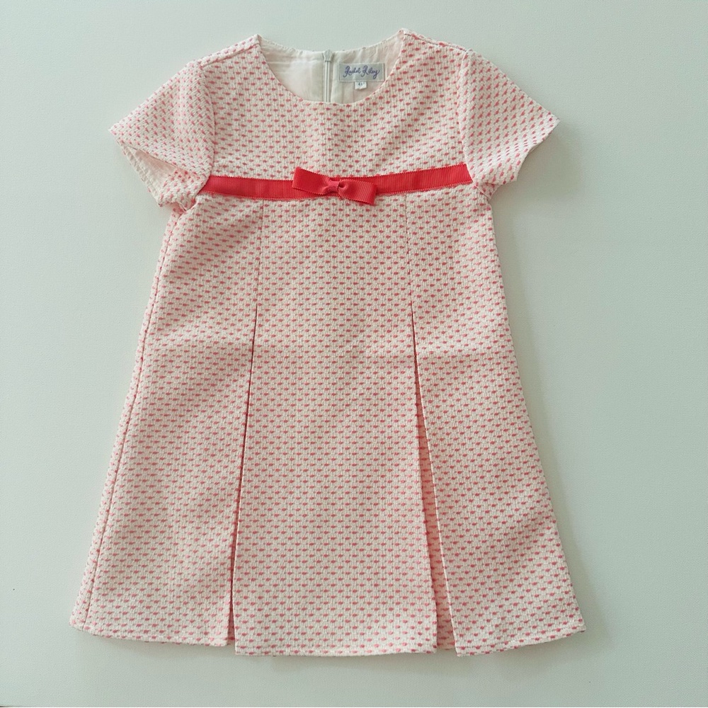 Rachel Riley Girls 4 Pink White A-line Dress with Flutter Sleeves Spring Summer